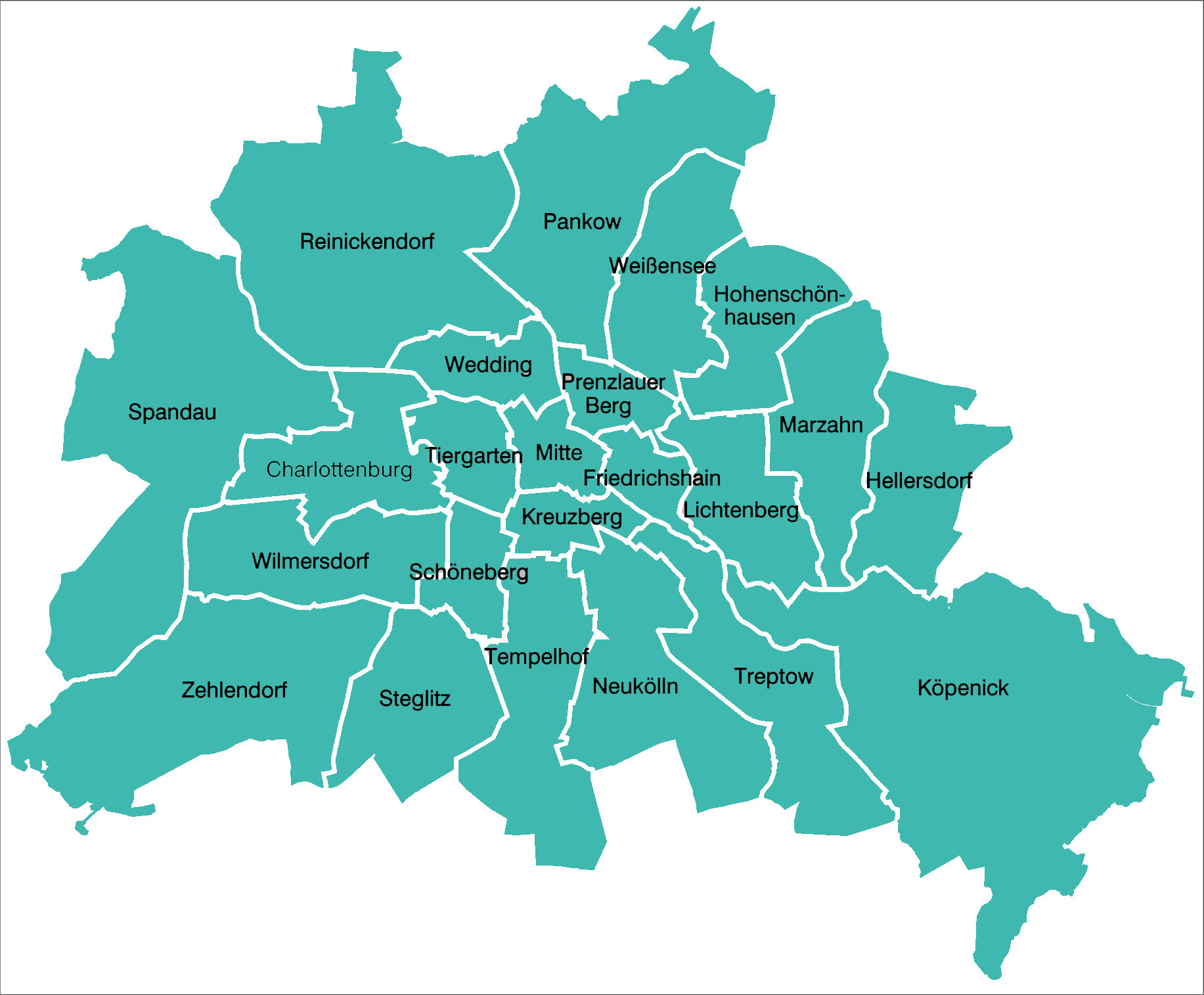 Berlin Bezirke Karte Karte Und Plan Die 12 Bezirke Und Stadtteile Von 